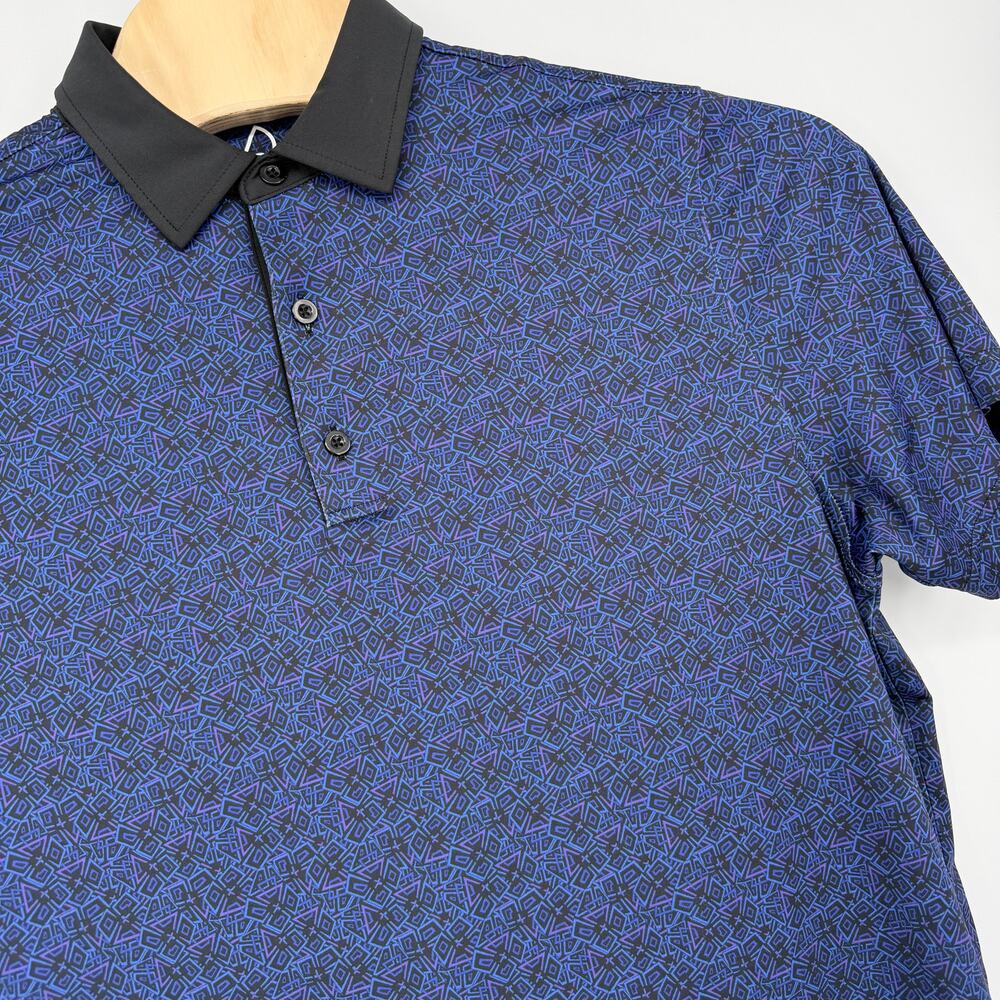 Deolax Golf Polo Shirt Men's Size Large Short Sleeve Stretch Geometric